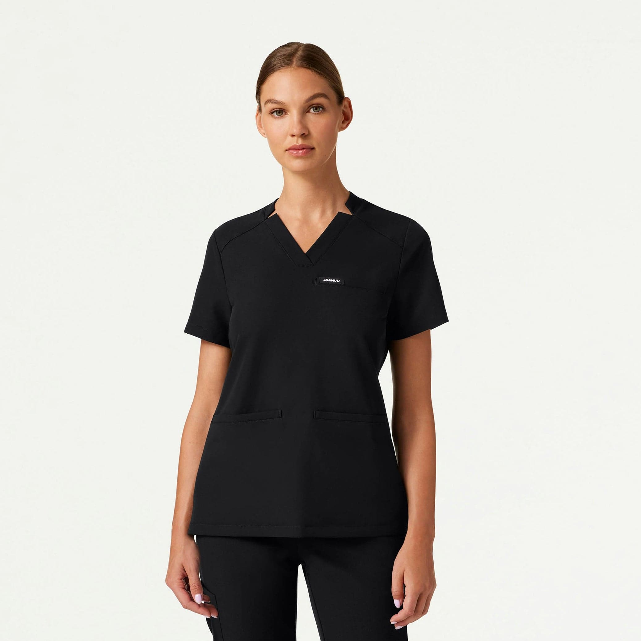 Helia Slim Notched V-Neck Scrub Top